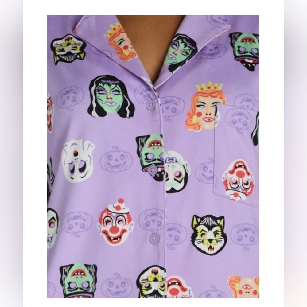 Nwt Way To Celebrate Halloween Women's Monster Print Shorty Pajama Set - Picture 2 of 8